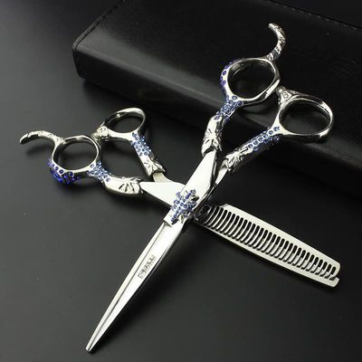 Hair Cutting Scissors, 6inch Professional Japan 440c Steel Upscale High Hardness Salon Styling Scissors Hairdresser Hairdressing Scissors Tool Set (Color : Sapphire set)