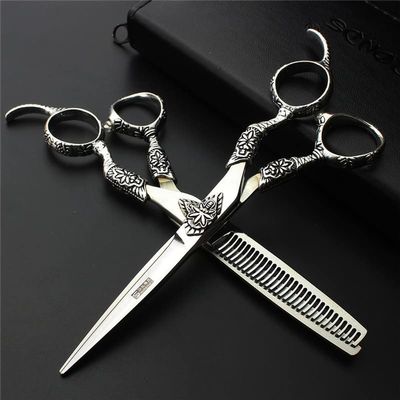 Hair Cutting Scissors, 6inch Professional Japan 440c Steel Upscale High Hardness Salon Styling Scissors Hairdresser Hairdressing Scissors Tool Set (Color : Meter shield set)