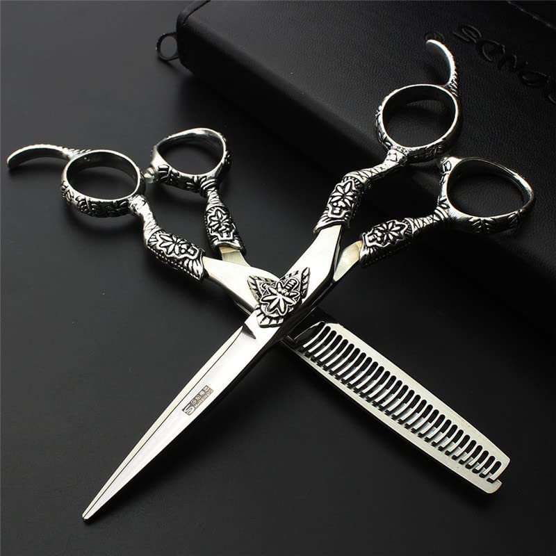 Hair Cutting Scissors, 6inch Professional Japan 440c Steel Upscale High Hardness Salon Styling Scissors Hairdresser Hairdressing Scissors Tool Set (Color : Meter shield set)