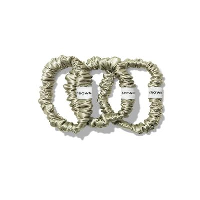 CROWN AFFAIR - The Scrunchie No. 001 - A 3-Pack of Small, 100% Silk Scrunchies for Everyday Protectionand Fun
