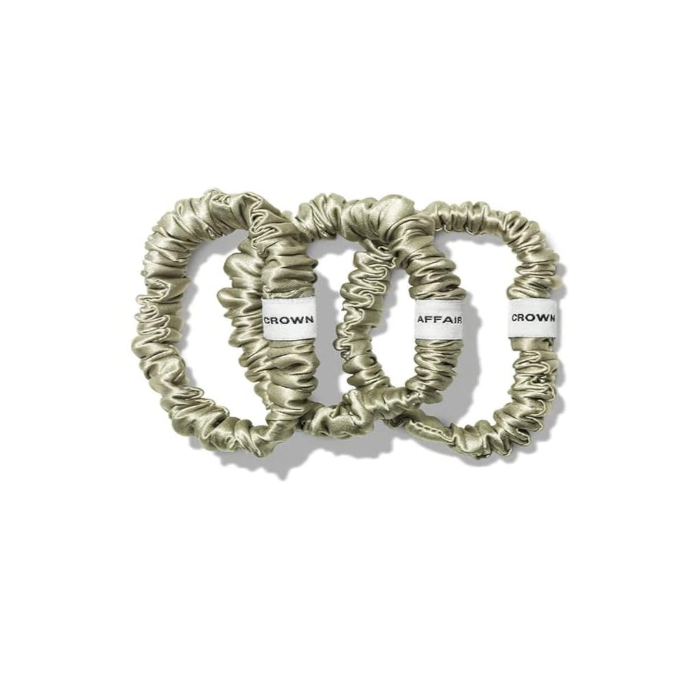 CROWN AFFAIR - The Scrunchie No. 001 - A 3-Pack of Small, 100% Silk Scrunchies for Everyday Protectionand Fun