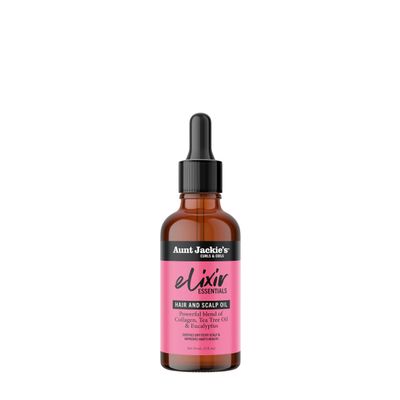 Aunt Jackie's Elixir Essentials Hair & Scalp Oil, Collagen, Tea Tree Oil & Eucalyptus, Thickens & Supports Hair Growth, 2 oz