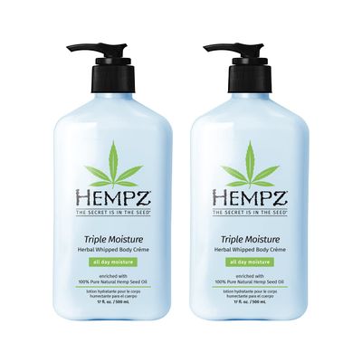 Hempz Triple Moisture Herbal Whipped Body Crme Lotion Moisturizer, 17 Fl Oz (Pack of 2)