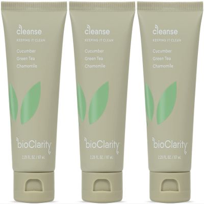BioClarity Face Cleanser | 100% Vegan, Gentle Wash with Cucumber, Green Tea, and Chamomile, for Sensitive Oily Skin. Natural Ingredients (4 Fl Oz (Pack Of 3))