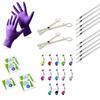 Mega Belly Button Piercing Kit 39 pc 14G Body Piercing Needles and Disposable Piercing forceps Clamps Set for Surgical Stainless Steel Belly Button Ring Navel Piercing 2 jewels view 1
