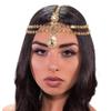 Aularso Layered Head Chain Rhinestone Head Jewelry Gold Wedding Headbands Chain Crystal Fprehead Headpieces for Women (Gold) view 2