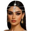 Aularso Layered Head Chain Rhinestone Head Jewelry Gold Wedding Headbands Chain Crystal Fprehead Headpieces for Women (Silver) view 1