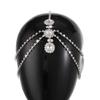 Aularso Layered Head Chain Rhinestone Head Jewelry Gold Wedding Headbands Chain Crystal Fprehead Headpieces for Women (Silver) view 2