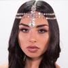 Aularso Layered Head Chain Rhinestone Head Jewelry Gold Wedding Headbands Chain Crystal Fprehead Headpieces for Women (Silver) view 3