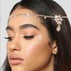 Aularso Rhinestone Head Chain Floral Hair Jewelry Gold Wedding Headpiece Crystal Bridal Halloween Headband for Women and Girls (Gold) view 3