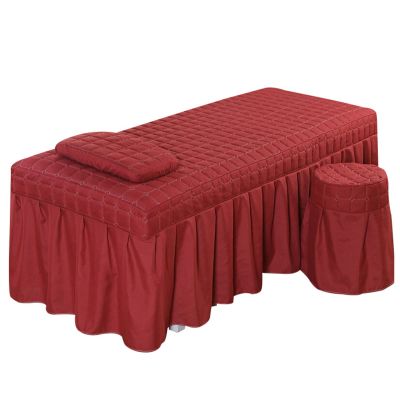 Massage Table Sheet Sets,Bed Skirt Valance Sheet with Face Breath,Solid Color Salon Spa Massage Bed Cover Pillow Case Stool Cover