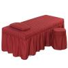 Massage Table Sheet Sets,Bed Skirt Valance Sheet with Face Breath,Solid Color Salon Spa Massage Bed Cover Pillow Case Stool Cover view 1