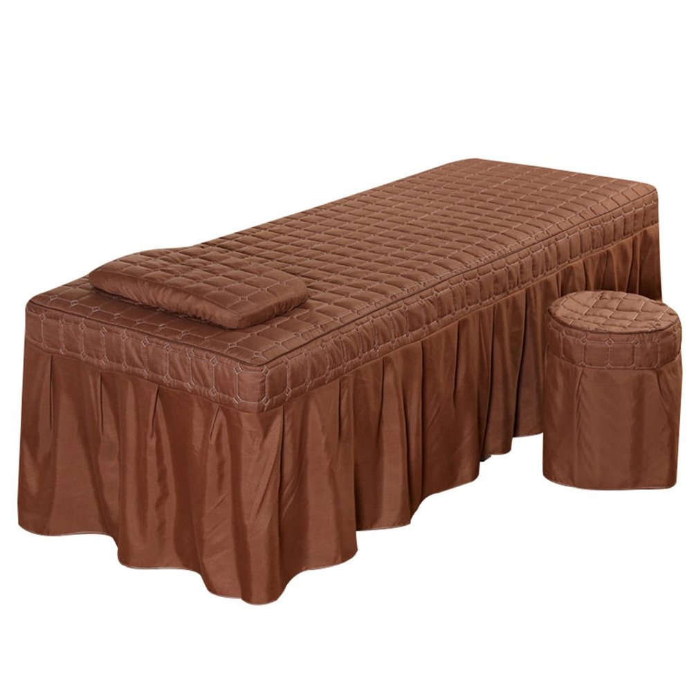 Massage Table Sheet Sets,Bed Skirt Valance Sheet with Face Breath,Solid Color Salon Spa Massage Bed Cover Pillow Case Stool Cover