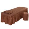 Massage Table Sheet Sets,Bed Skirt Valance Sheet with Face Breath,Solid Color Salon Spa Massage Bed Cover Pillow Case Stool Cover view 1