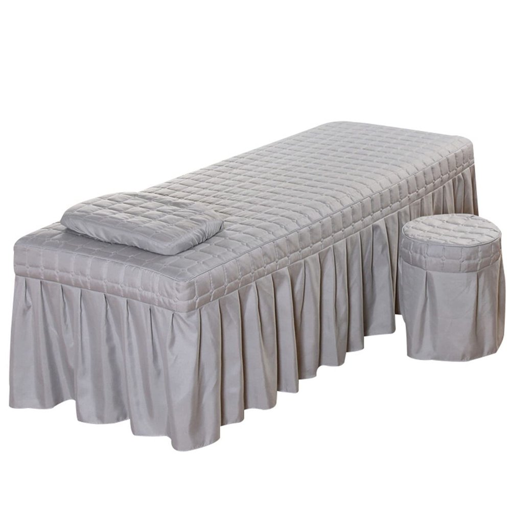 Massage Table Sheet Sets,Bed Skirt Valance Sheet with Face Breath,Solid Color Salon Spa Massage Bed Cover Pillow Case Stool Cover