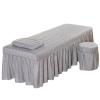 Massage Table Sheet Sets,Bed Skirt Valance Sheet with Face Breath,Solid Color Salon Spa Massage Bed Cover Pillow Case Stool Cover view 1