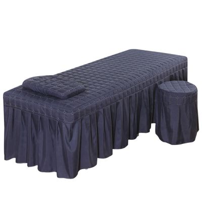 Massage Table Sheet Sets,Bed Skirt Valance Sheet with Face Breath,Solid Color Salon Spa Massage Bed Cover Pillow Case Stool Cover