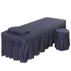 Massage Table Sheet Sets,Bed Skirt Valance Sheet with Face Breath,Solid Color Salon Spa Massage Bed Cover Pillow Case Stool Cover view 1