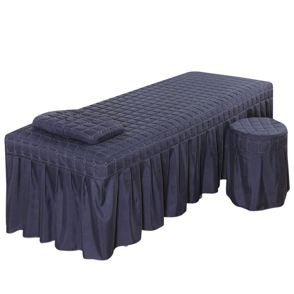 Massage Table Sheet Sets,Bed Skirt Valance Sheet with Face Breath,Solid Color Salon Spa Massage Bed Cover Pillow Case Stool Cover