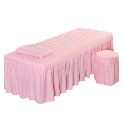 Massage Table Sheet Sets,Bed Skirt Valance Sheet with Face Breath,Solid Color Salon Spa Massage Bed Cover Pillow Case Stool Cover