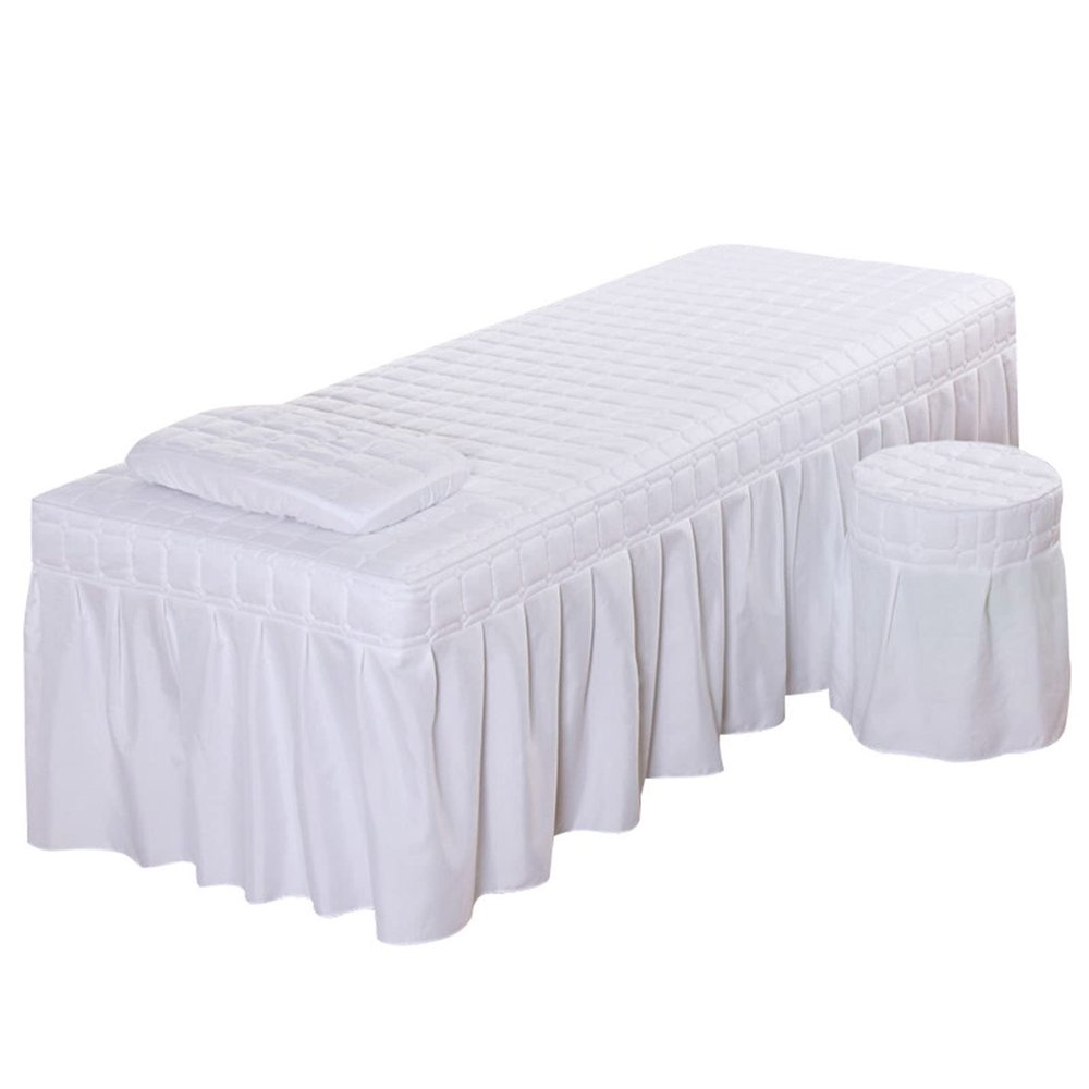 Massage Table Sheet Sets,Bed Skirt Valance Sheet with Face Breath,Solid Color Salon Spa Massage Bed Cover Pillow Case Stool Cover
