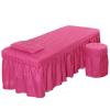 Massage Table Sheet Sets,Bed Skirt Valance Sheet with Face Breath,Solid Color Salon Spa Massage Bed Cover Pillow Case Stool Cover view 1