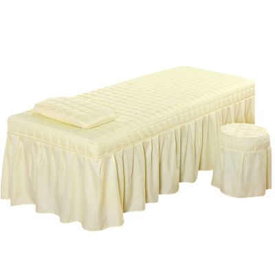 Massage Table Sheet Sets,Bed Skirt Valance Sheet with Face Breath,Solid Color Salon Spa Massage Bed Cover Pillow Case Stool Cover