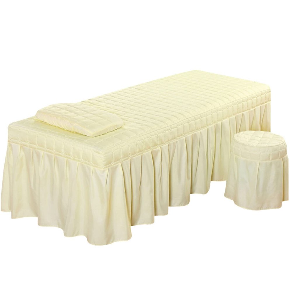 Massage Table Sheet Sets,Bed Skirt Valance Sheet with Face Breath,Solid Color Salon Spa Massage Bed Cover Pillow Case Stool Cover