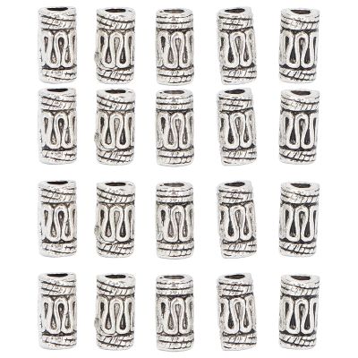 20 Pack DIY Beard Beads Vintage Alloy Braid Beads Tube Beads Jewelry Accessories for Hair Braid Bracelet Pendant Necklace