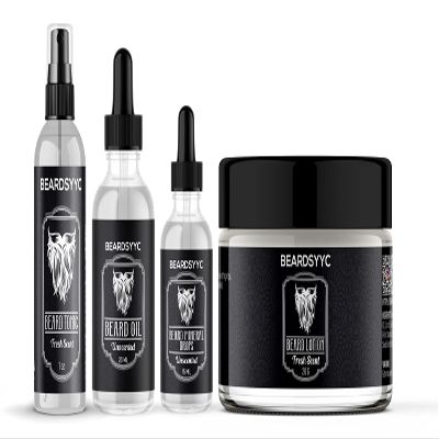 BEARDSYYC Beard Grooming Kit for Men, All-in-ones Beard Gift Set- Beard Lotion, Beard Mineral Drops, Beard Oil & Beard Tonic Spray w/Clear Bag Case, Made in Canada