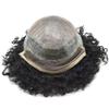 Afro Curl Toupee For Black Men African American Hair Pieces Man Weave Hair Units Kinky Curly Human Hair Replacement System Bleached Knots With Natural Hairline Afro toupee Unit (AFRO PU-B 8''*10'', 1B# OFF BLACK- 10MM wave) view 2