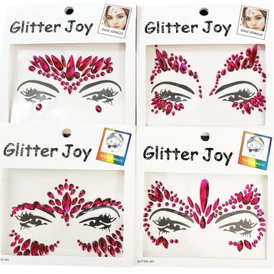 Face Gems Tattoo, Festival Face Jewels Tattoo Stickers,Body Gems Stick on Face, Body Gem Stones Temporary Face Tattoos for Women,4-Pack,Rose