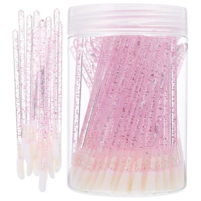 FRCOLOR 1set Disposable Lip Brush Applicator Flocking Portable Handle for Lipstick and Eyeshadow Application Pack for Makeup Enthusiasts and Professionals