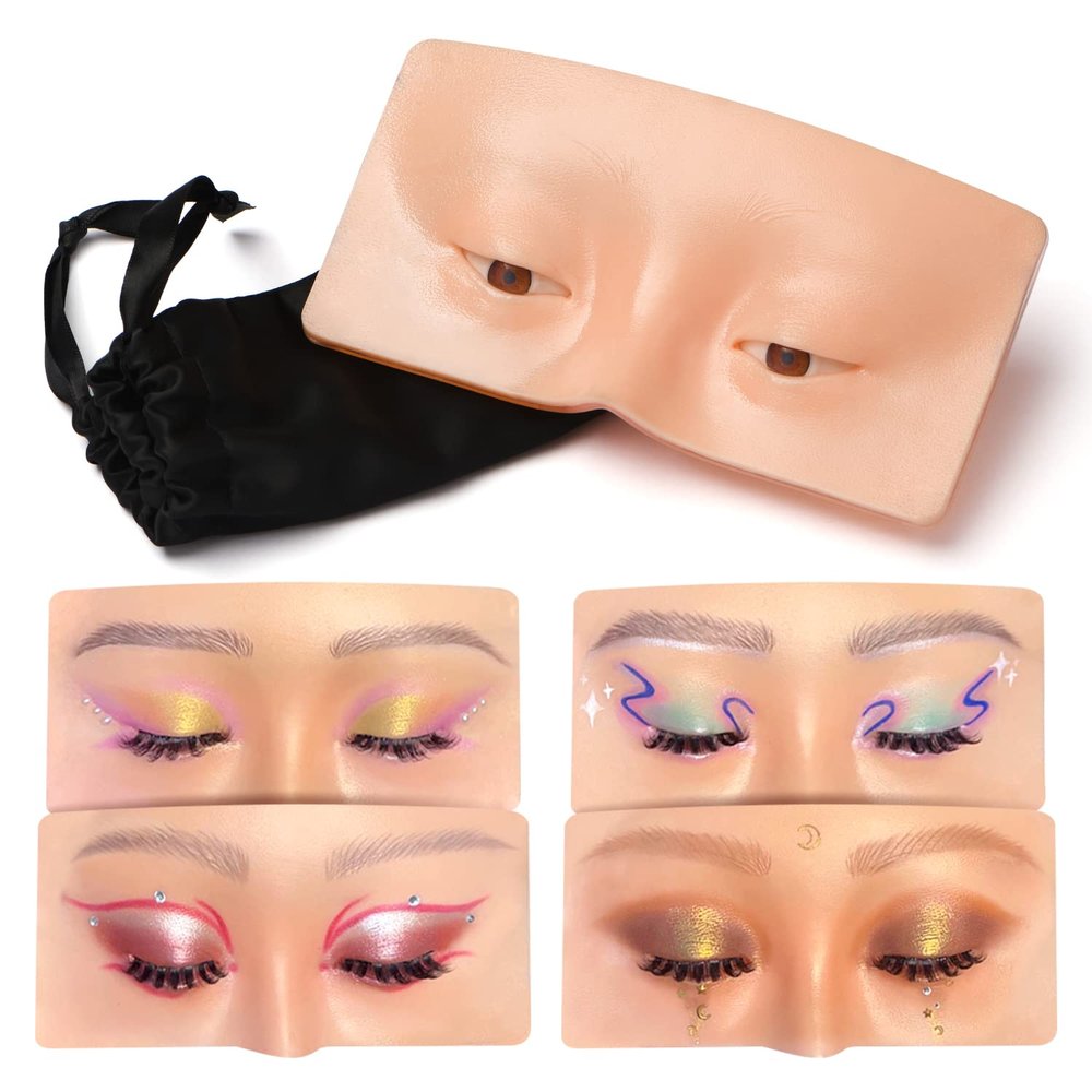 LAERPER Makeup Practice Face Board 3D Realistic Pad for Makeup Artist Board Makeup Practice, Eyeshadow Eyeliner Eyebrow Lash Mapping Realistic Face Skin Eye Make up Practice Model for Makeup Starter