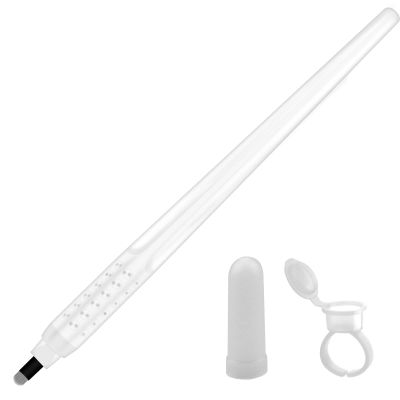 10pcs White Microblading Disposable Tools 18 U Classic come with Ring for Hair strokes (U18-0.18mm)