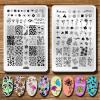 Flowers Leaf Nail Stamping Plates 2pcs Large Nail Stamper Plate Daisy Flower Flamingo Butterfly Image Stamp Templates Reusable Stencils Clover Plantillas Manicure Stamping Plate Template for Girls view 1