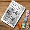 Flowers Leaf Nail Stamping Plates 2pcs Large Nail Stamper Plate Daisy Flower Flamingo Butterfly Image Stamp Templates Reusable Stencils Clover Plantillas Manicure Stamping Plate Template for Girls view 3
