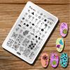 Flowers Leaf Nail Stamping Plates 2pcs Large Nail Stamper Plate Daisy Flower Flamingo Butterfly Image Stamp Templates Reusable Stencils Clover Plantillas Manicure Stamping Plate Template for Girls view 4