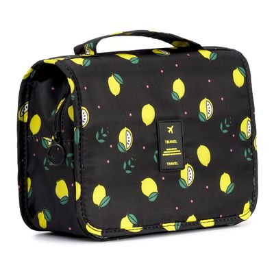 L&FY Multifunction Portable Travel Toiletry Bag Cosmetic Makeup Pouch Toiletry Case Wash Organizer (Black Lemon)