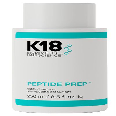 K18 PEPTIDE PREP Color-Safe Detox Clarifying Shampoo, Non-Stripping, pH-Optimized Cleanse, Removes Product Buildup, Dirt, Oils & Metals, 8.5 Fl Oz