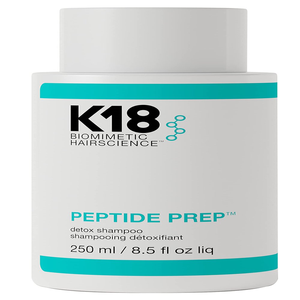 K18 PEPTIDE PREP Color-Safe Detox Clarifying Shampoo, Non-Stripping, pH-Optimized Cleanse, Removes Product Buildup, Dirt, Oils & Metals, 8.5 Fl Oz