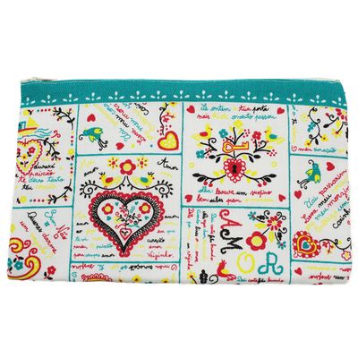 Large Colorerd Portuguese Sayings Pouch Cosmetic Bags Travel Organizer