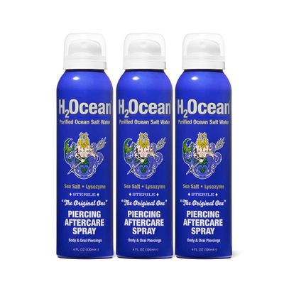 H2Ocean Piercing Aftercare Spray and Keloid Bump Removal Sea Salt Spray for Body and Facial Piercings Ear, Nose,Navel,Oral & Body Piercing Cleaner, Aftercare Solution for New Piercings4oz,Pack of 3