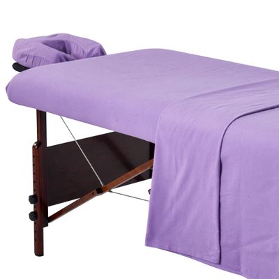 Master Massage Cotton Flannel Sheets Set (3 Piece Set) Massage Table Cover Set, Beauty Salon SPA Bed Replacement Cover, Includes Table Cover, Face Cushion Cover, Table Sheet, Purple
