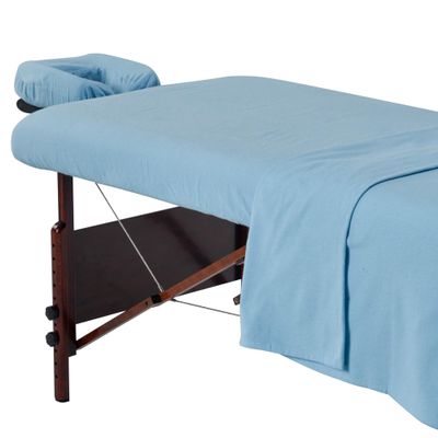 Master Massage Cotton Flannel Sheets Set (3 Piece Set) Massage Table Cover Set, Beauty Salon SPA Bed Replacement Cover, Includes Table Cover, Face Cushion Cover, Table Sheet, Sky Blue