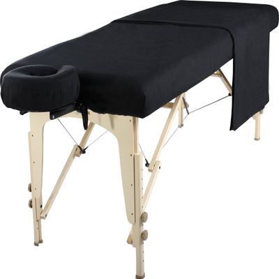Master Massage Cotton Flannel Sheets Set (3 Piece Set) Massage Table Cover Set, Beauty Salon SPA Bed Replacement Cover, Includes Table Cover, Face Cushion Cover, Table Sheet, Black