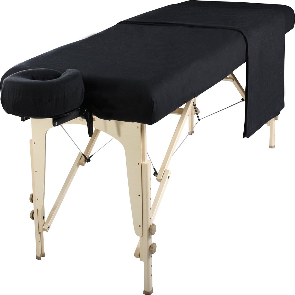 Master Massage Cotton Flannel Sheets Set (3 Piece Set) Massage Table Cover Set, Beauty Salon SPA Bed Replacement Cover, Includes Table Cover, Face Cushion Cover, Table Sheet, Black