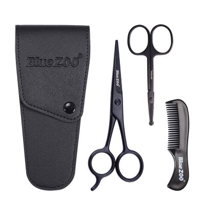 Dark Neck Remover Beard Mustache Scissors And Comb Set Kit For Men Care (3 Pieces Kit) Spa Tools