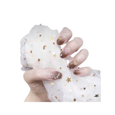 YYDS Fake Nails Nail Art Accessories Removable Stickers Decals Water Transfer Self Adhesive Decor for Home(Size:1.1cm,Material:ABS) Press on Nails (Color : E)