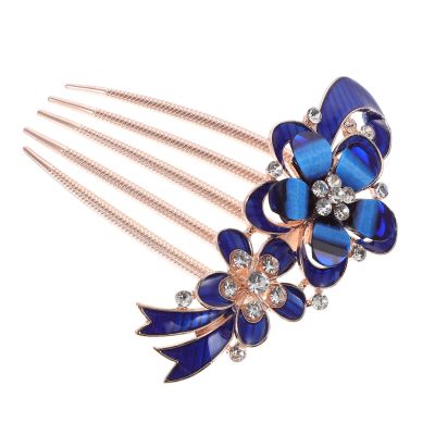 KALLORY Bridal Flower Hair Side Comb Rhinestone Headpiece for Weddings Parties and Photography Elegant Hair Accessories for Women Dazzling Floral Design for Brides